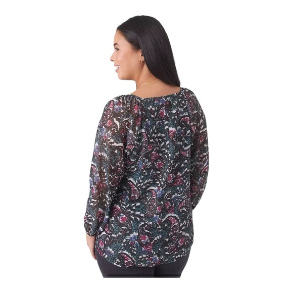 Lane Bryant Green Metallic V Neck Billowy Sleeve Womens Size 22 - Picture 2 of 16